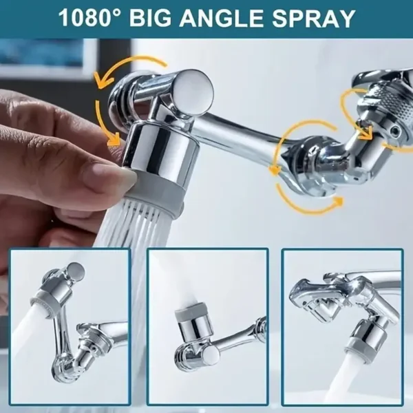 360° Rotación Grifo Extensor - 1080° Giratorio Multifunción Adaptador de Boquilla, ABS Duradero, Sin Electricidad o Batería Necesaria, Accesorio de Filtro de Agua para Lavabo de Baño - Imagen 2