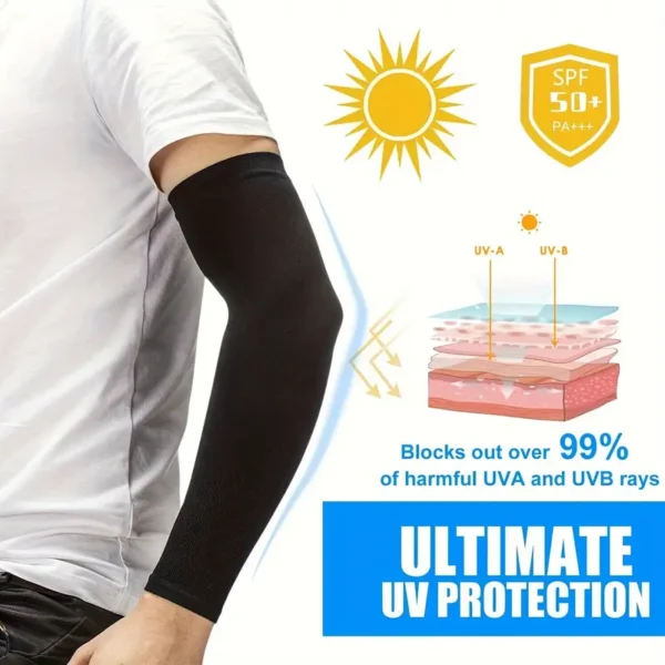Mangas de brazo de alta elasticidad, cubiertas de enfriamiento de protección UV unisex, SPF 50+ para ciclismo, golf, running, conducción, ajuste elástico - Imagen 4